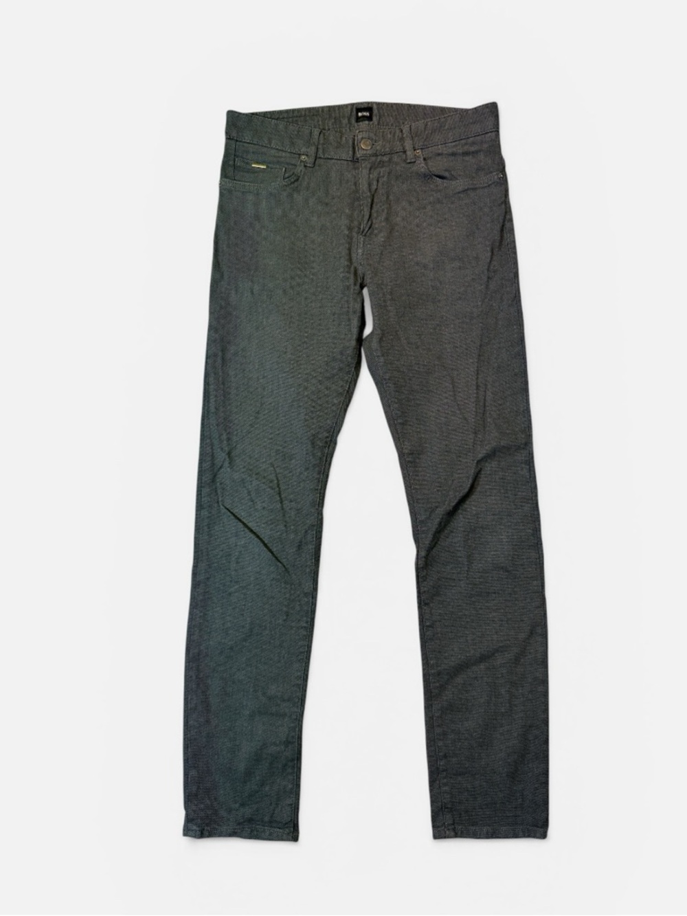 Hugo Boss mens 30x32 slim fit stretch dark gray micro pattern jeans EUC